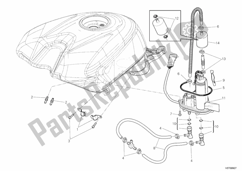 Todas as partes de Bomba De Combustivel do Ducati Superbike 1198 S Corse USA 2010